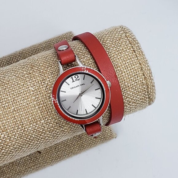 Origami Owl * Double Wrap Leather Bracelet Watch - Picture 1 of 2